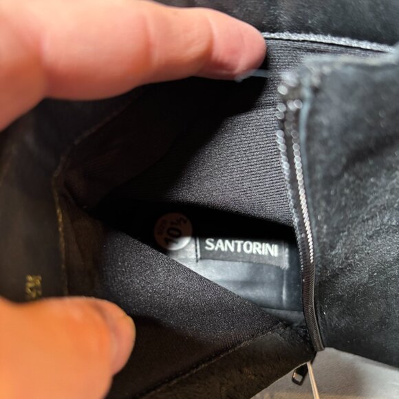 Santorini Suede Black Leather Heel Ankle Boot Size 10 1/2 M - Picture 7 of 10